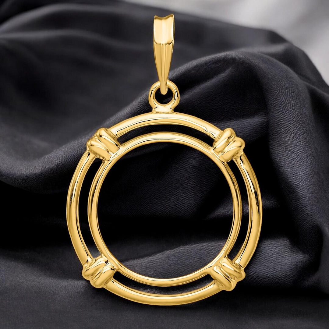 14K Gold Coin Bezel: Double Spoked Border for 16.5mm Eagle Coins