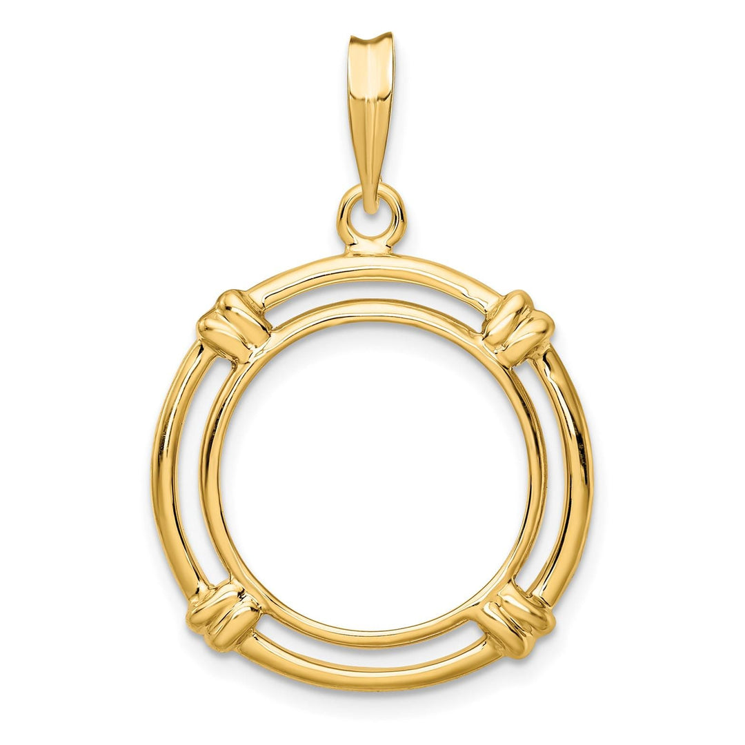 14K Gold Coin Bezel: Double Spoked Border for 16.5mm Eagle Coins