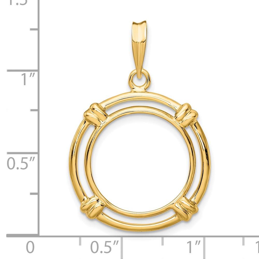 14K Gold Coin Bezel: Double Spoked Border for 16.5mm Eagle Coins