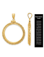 Load image into Gallery viewer, 14K Gold Coin Bezel Pendant: Wheat Chain Border, Screw Top
