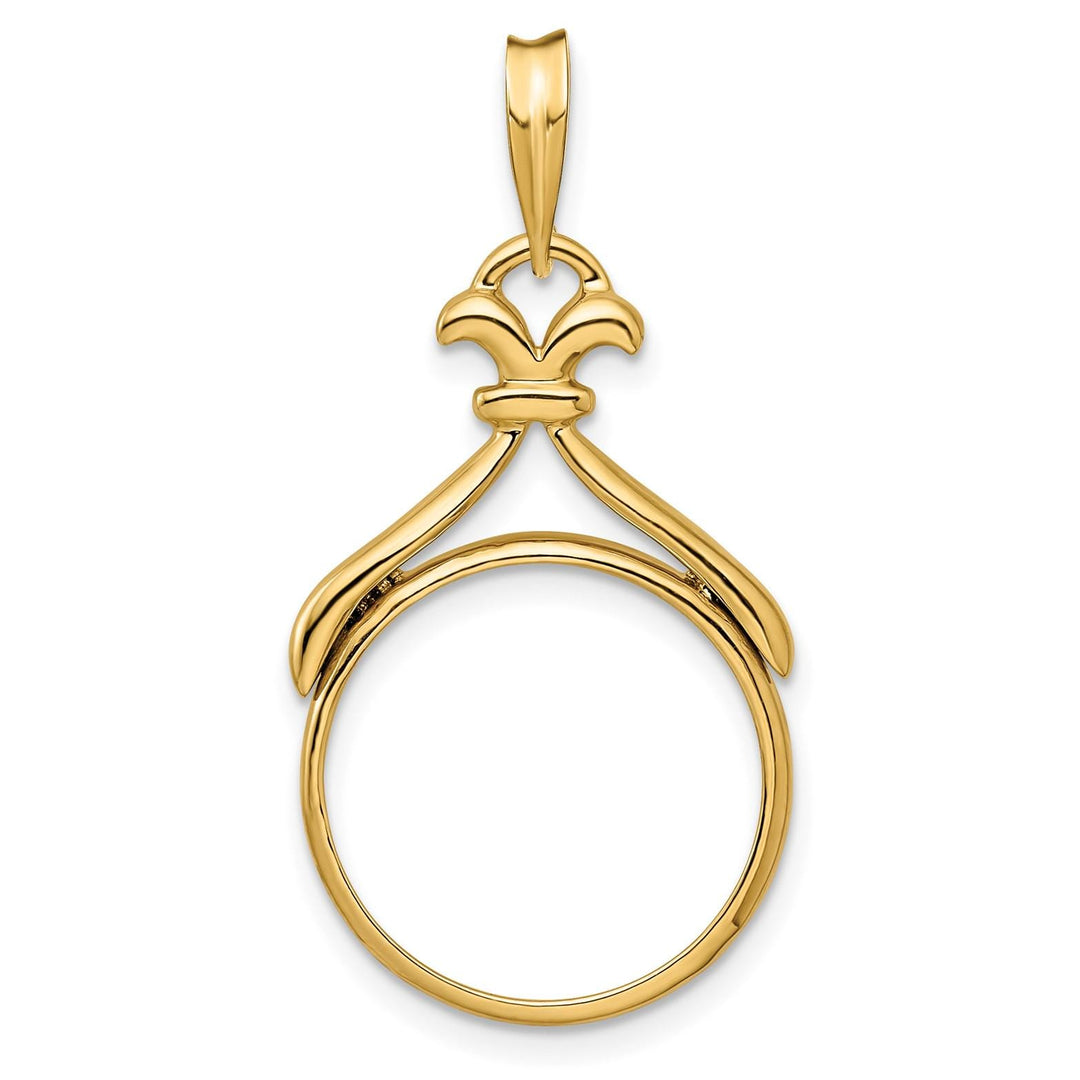 14K Gold Coin Bezel Mounting Fancy Flourished Top Design for 14mm and 16.5mm Coins