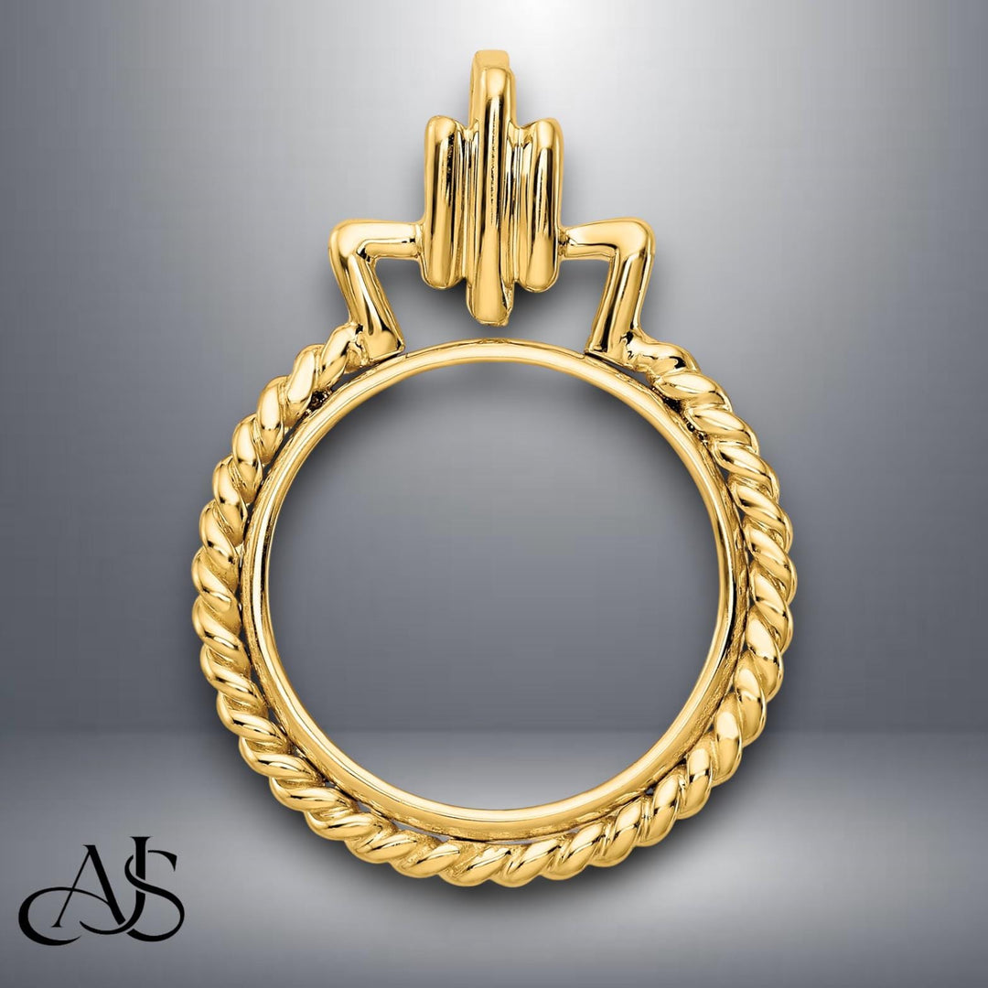 14K Gold Coin Bezel with Twisted Edge for 16.6mm Eagle Coins