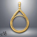 Load image into Gallery viewer, 14K Gold Teardrop Coin Bezel Mounting: Vintage Style (16.5mm, 21.6mm, 22mm)
