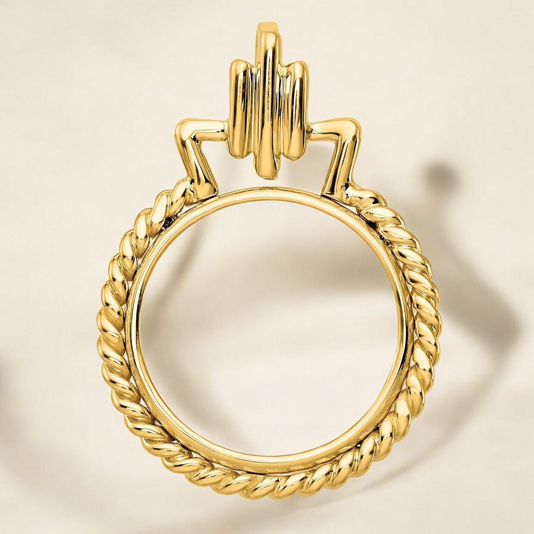 14K Gold Coin Bezel with Twisted Edge for 16.6mm Eagle Coins