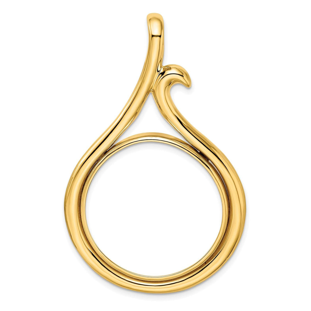 14K Gold Coin Bezel Mounting Curled Accent Teardrop Design