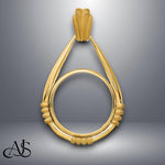 Load image into Gallery viewer, 14K Gold Teardrop Coin Bezel Mounting: Fluted Satin Station (16.5mm &amp; 22mm)
