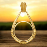 Load image into Gallery viewer, 14K Gold Teardrop Coin Bezel Mounting: Fluted Satin Station (16.5mm &amp; 22mm)

