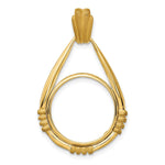 Load image into Gallery viewer, 14K Gold Teardrop Coin Bezel Mounting: Fluted Satin Station (16.5mm &amp; 22mm)
