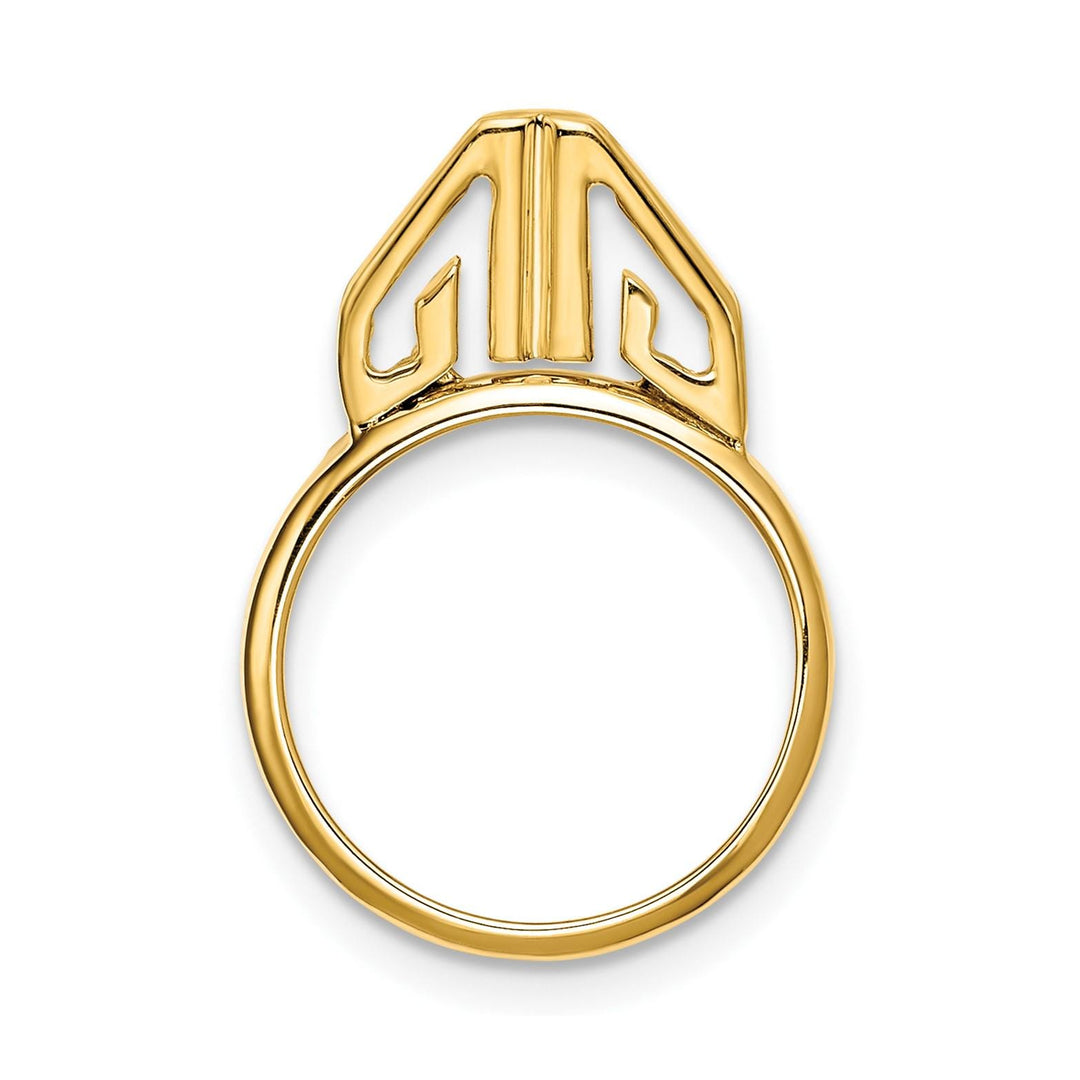 14K Gold Coin Bezel Mounting Geometric Motif Design for 14mm and 18mm Coins