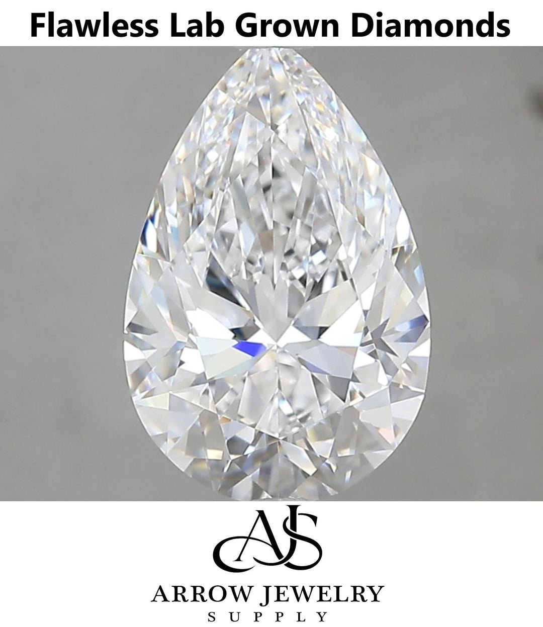 Flawless Pear Shape Lab Grown Loose Diamond: D-H Color, 1-5 Carat