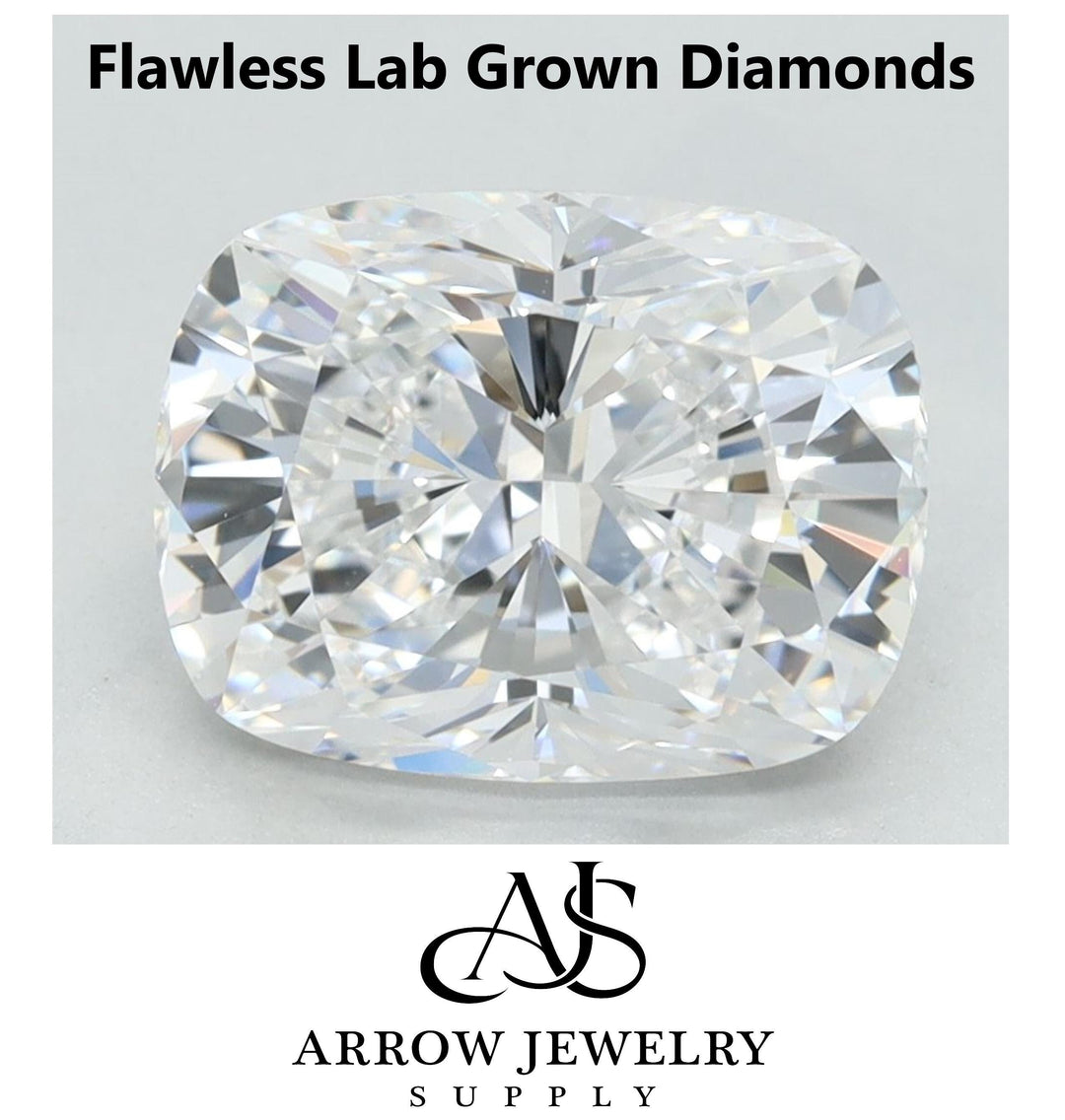 Certified Flawless Cushion Cut Lab Grown Diamond: D-H Color, 1-4 Carat