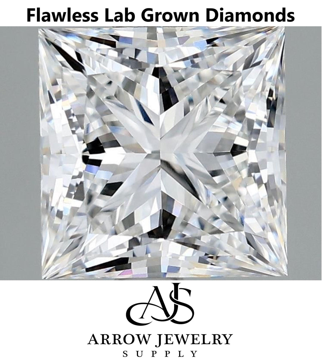 Flawless Princess Cut Lab Grown Loose Diamond: D-H Color, 1-4 Carat
