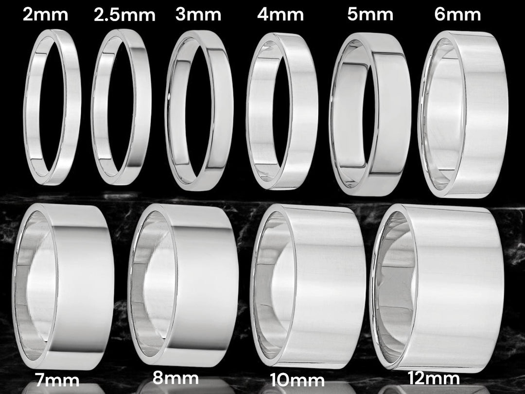 10K White Gold Flat Wedding Band with Free Engraving (2mm-12mm Widths)