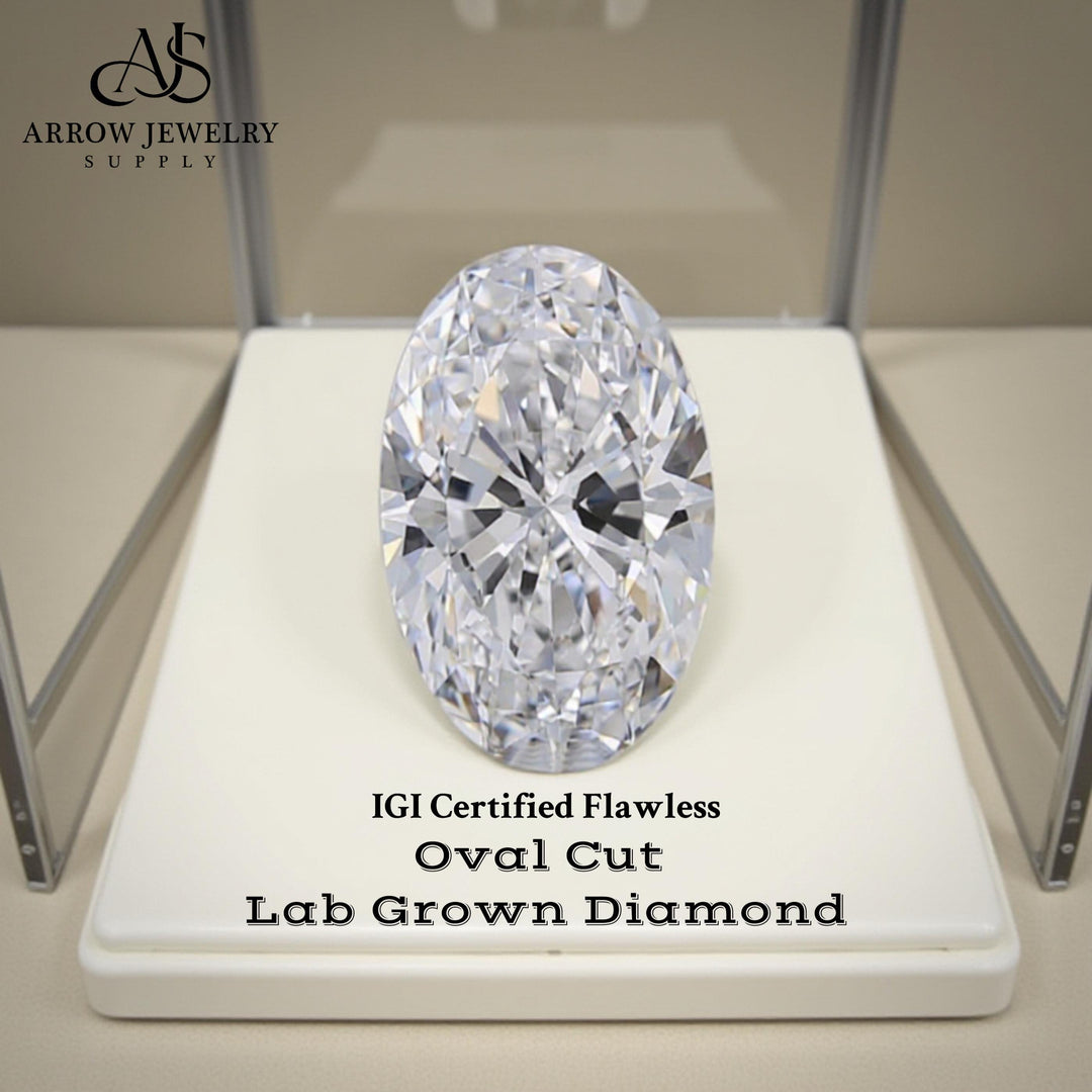 Certified Flawless Oval Cut Lab Grown Diamonds D E-F Color, in Sizes 1 to 5 Carat