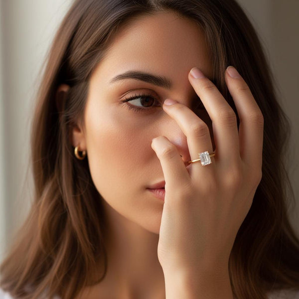 IGI Certified VS1-VS2 E-F Lab Grown Emerald shape Diamond Solitaire Engagement Ring: 14K, 18K, or Platinum