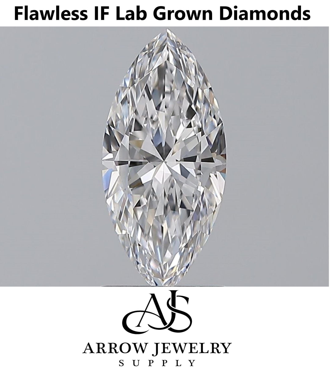 Flawless Marquise Lab Grown Loose Diamond: D-H Color, 1-4 Carat