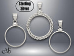 Load image into Gallery viewer, Sterling Silver Coin Bezel Pendants - Screw-top - Plain - Diamond-cut - Rope Border
