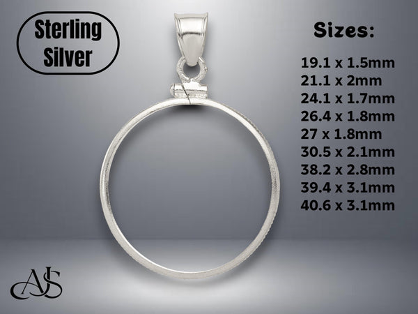 Sterling Silver Coin Bezel Pendants - Screw-top - Plain - Diamond-cut - Rope Border