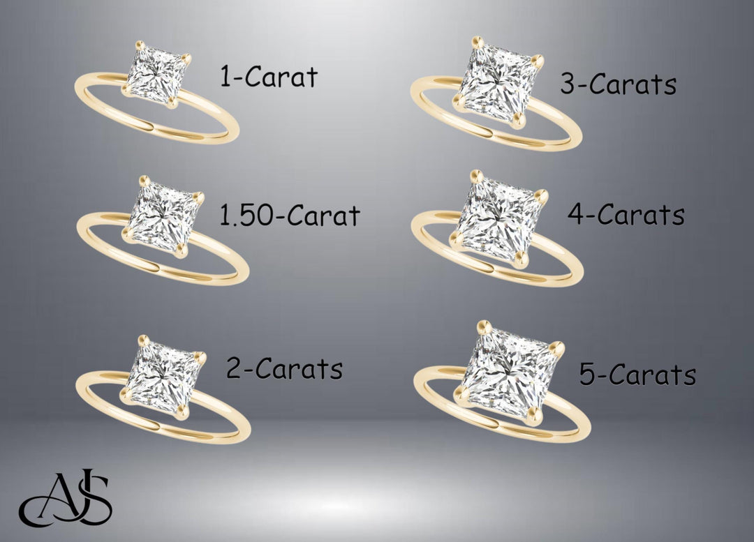 IGI Certified VS1-VS2 G-H Lab Grown Princess Cut Square Diamond Solitaire Engagement Ring: 14K, 18K, or Platinum
