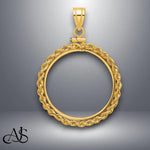 Load image into Gallery viewer, 14K Gold Coin Bezel: Rope Design Screw-top Mounting for US &amp; Foreign Coins
