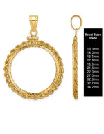 Load image into Gallery viewer, 14K Gold Coin Bezel: Rope Design Screw-top Mounting for US &amp; Foreign Coins
