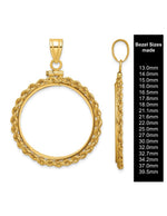 Load image into Gallery viewer, 14K Gold Coin Bezel: Rope Design Screw-top Mounting for US &amp; Foreign Coins
