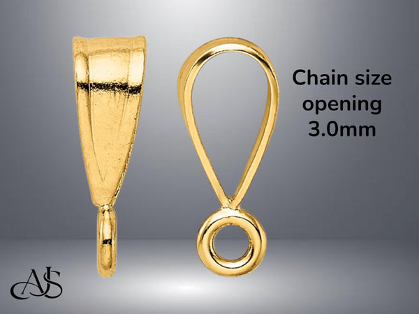 14K Gold Bail with Pendant Ring for Chain size Widths of 3mm to 10mm