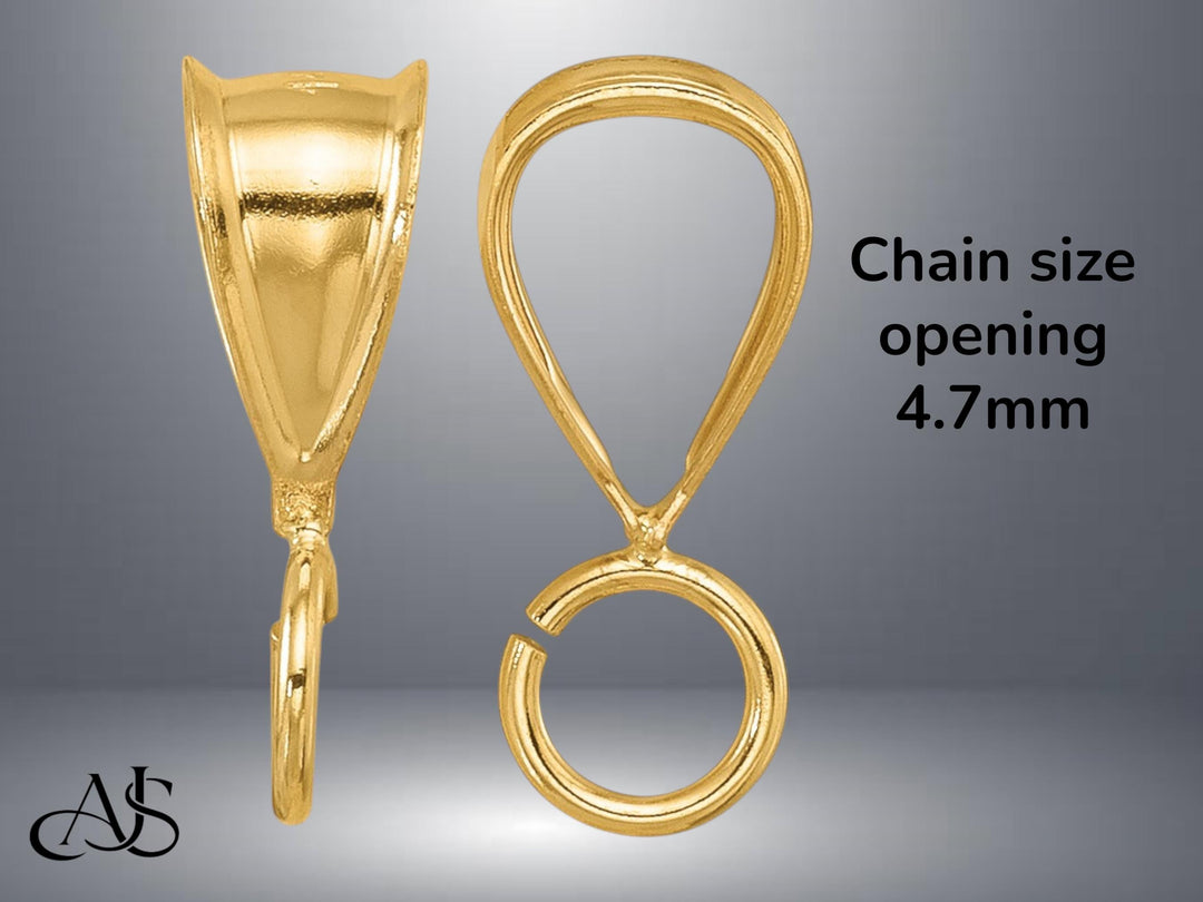 14K Gold Bail with Pendant Ring for Chain size Widths of 3mm to 10mm