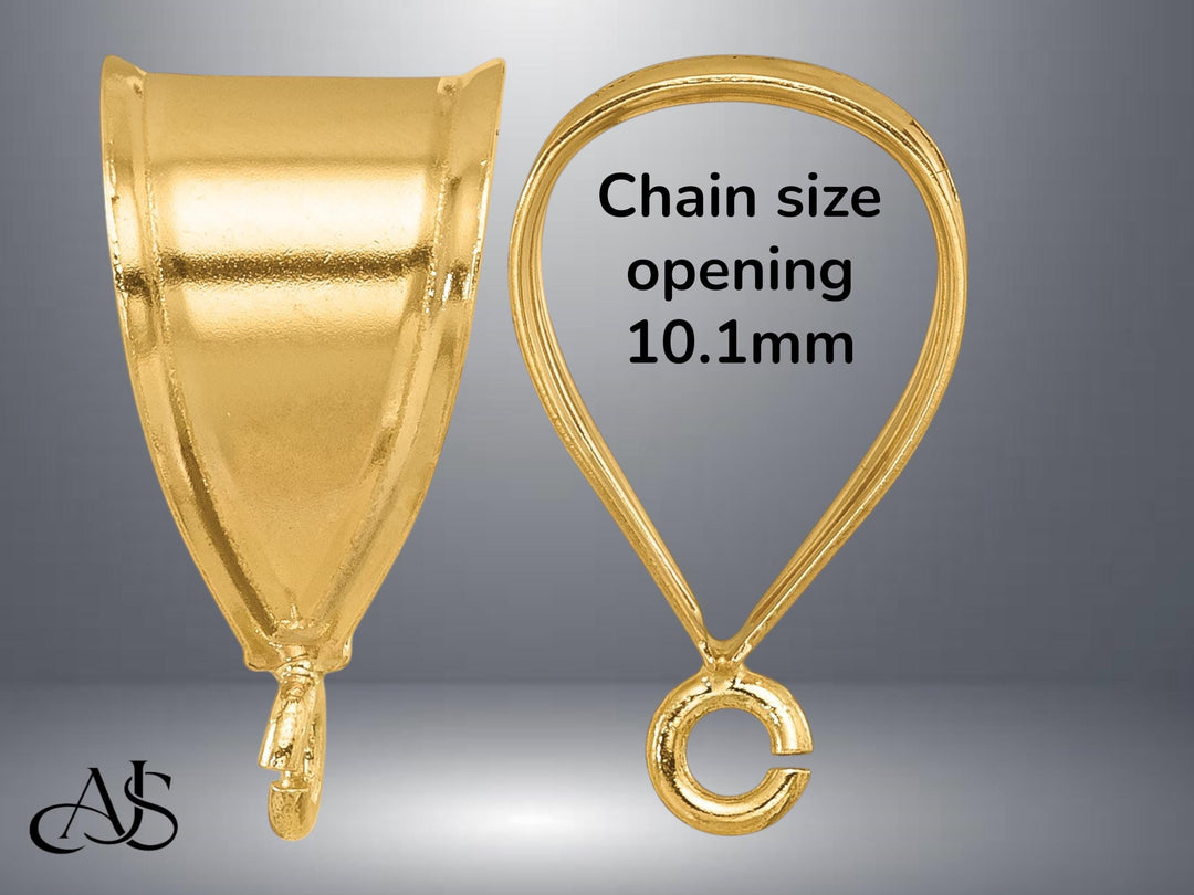 14K Gold Bail with Pendant Ring for Chain size Widths of 3mm to 10mm