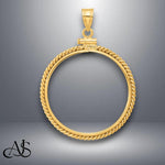 Load image into Gallery viewer, 14K Gold Coin Bezel: Hand Twisted Wire Border Mounting
