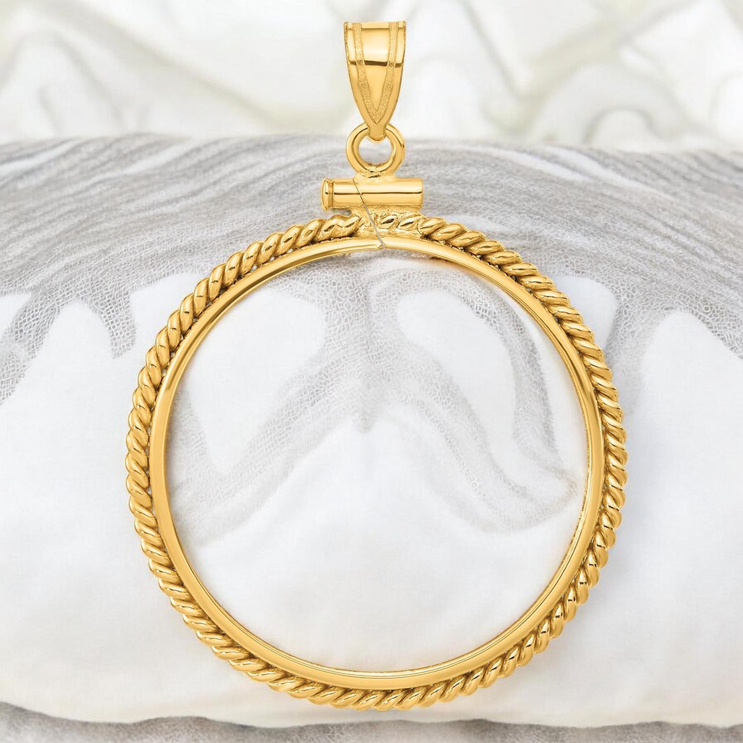 14K Gold Coin Bezel: Hand Twisted Wire Border Mounting
