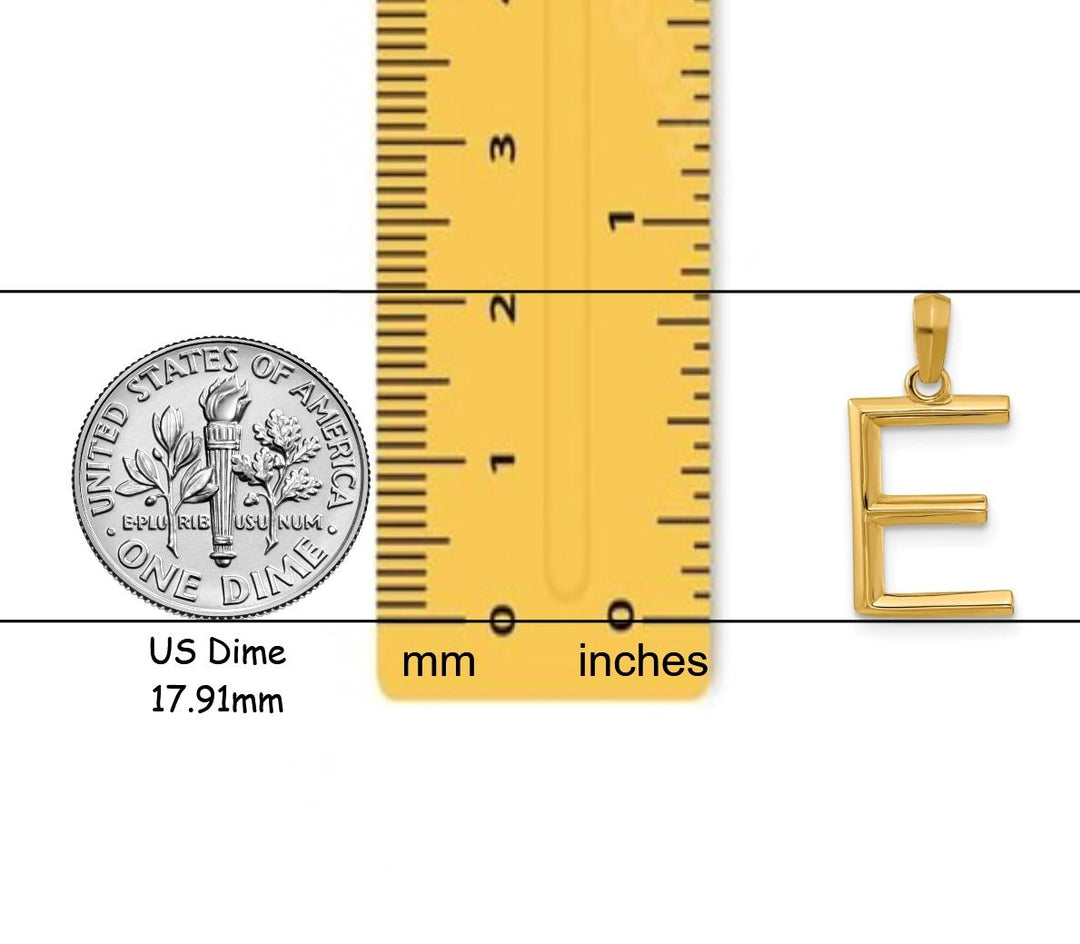 Solid 14K Gold Block Letter Pendant Charm - All Letters A-Z
