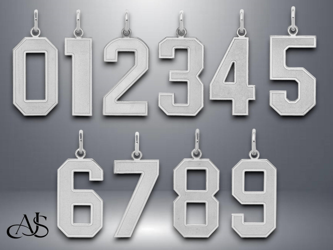 Sterling Silver Number Pendant: Custom Single or Double Digit Charm
