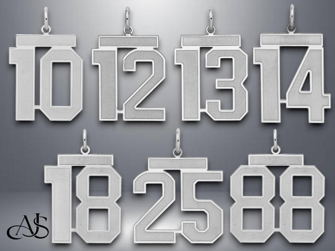 Sterling Silver Number Pendant: Custom Single or Double Digit Charm