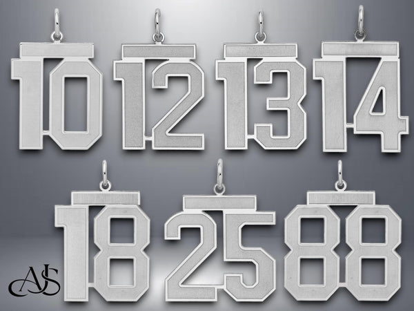 Sterling Silver Number Pendant: Custom Single or Double Digit Charm