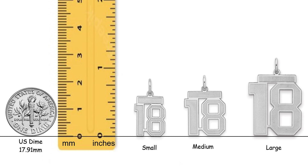 Sterling Silver Number Pendant: Custom Single or Double Digit Charm