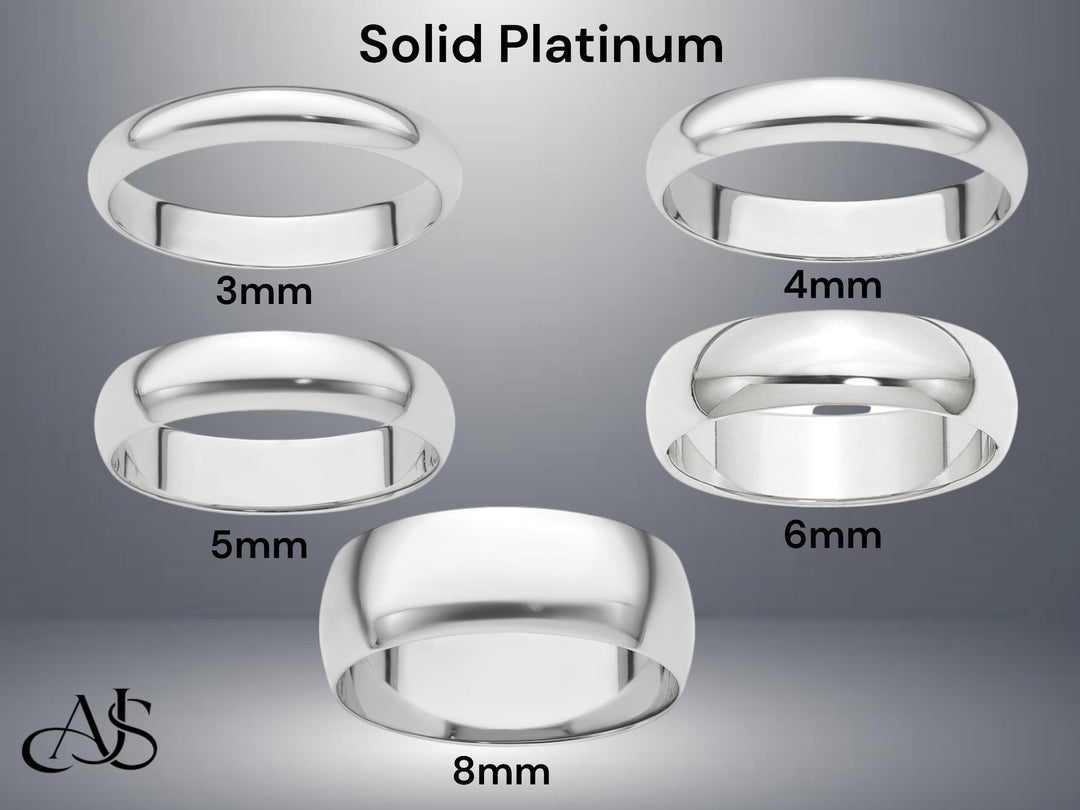 Solid 950 Platinum Wedding Band: Half Round, Free Engraving
