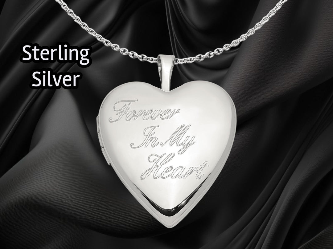 Sterling Silver 'Forever in My Heart' Locket | Build Your Locket Necklace with Engraving, Photo insertions, and Chain Options
