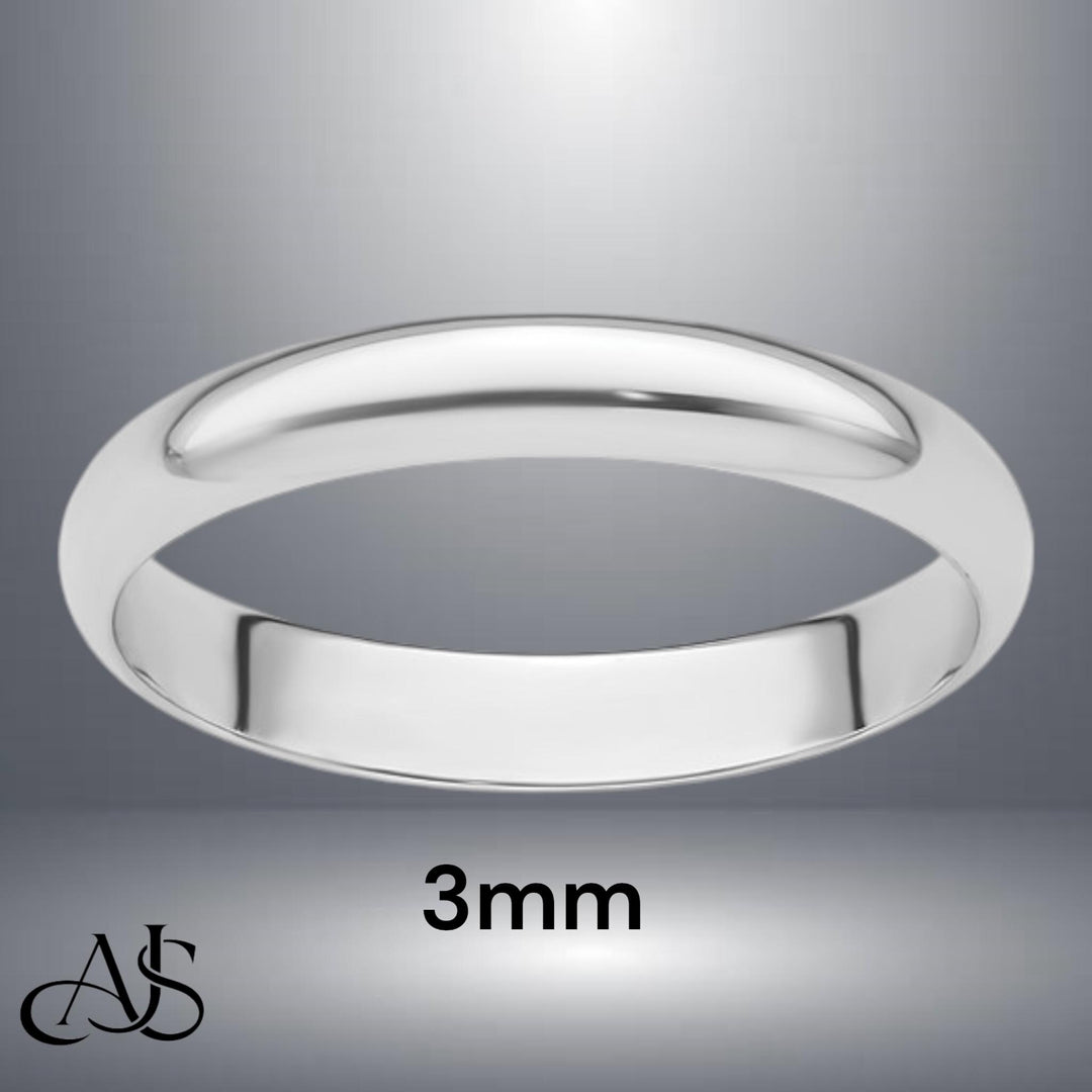 Solid 950 Platinum Wedding Band: Half Round, Free Engraving