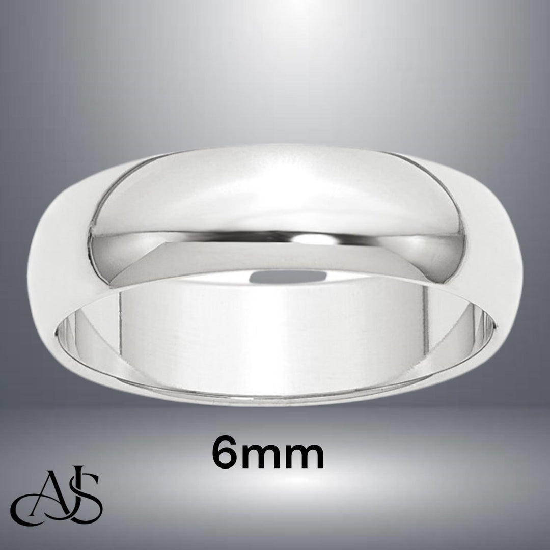 Solid 950 Platinum Wedding Band: Half Round, Free Engraving