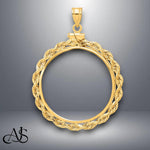 Load image into Gallery viewer, 14K Gold Coin Bezel Mounting: Rope Border Screw Top
