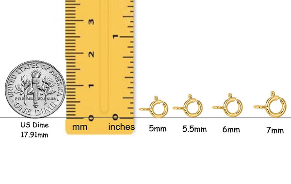 Solid 14K Gold Spring Ring Clasps - Heavy Weight - 5mm, 5.5mm, 6mm, and 7mm sizes