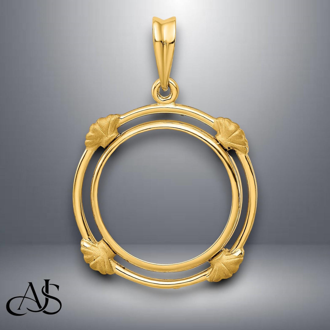 14K Gold Coin Bezel Mounting: Satin Shell Design (14mm, 16.5mm)