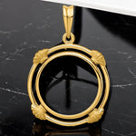 Load image into Gallery viewer, 14K Gold Coin Bezel Mounting: Satin Shell Design (14mm, 16.5mm)
