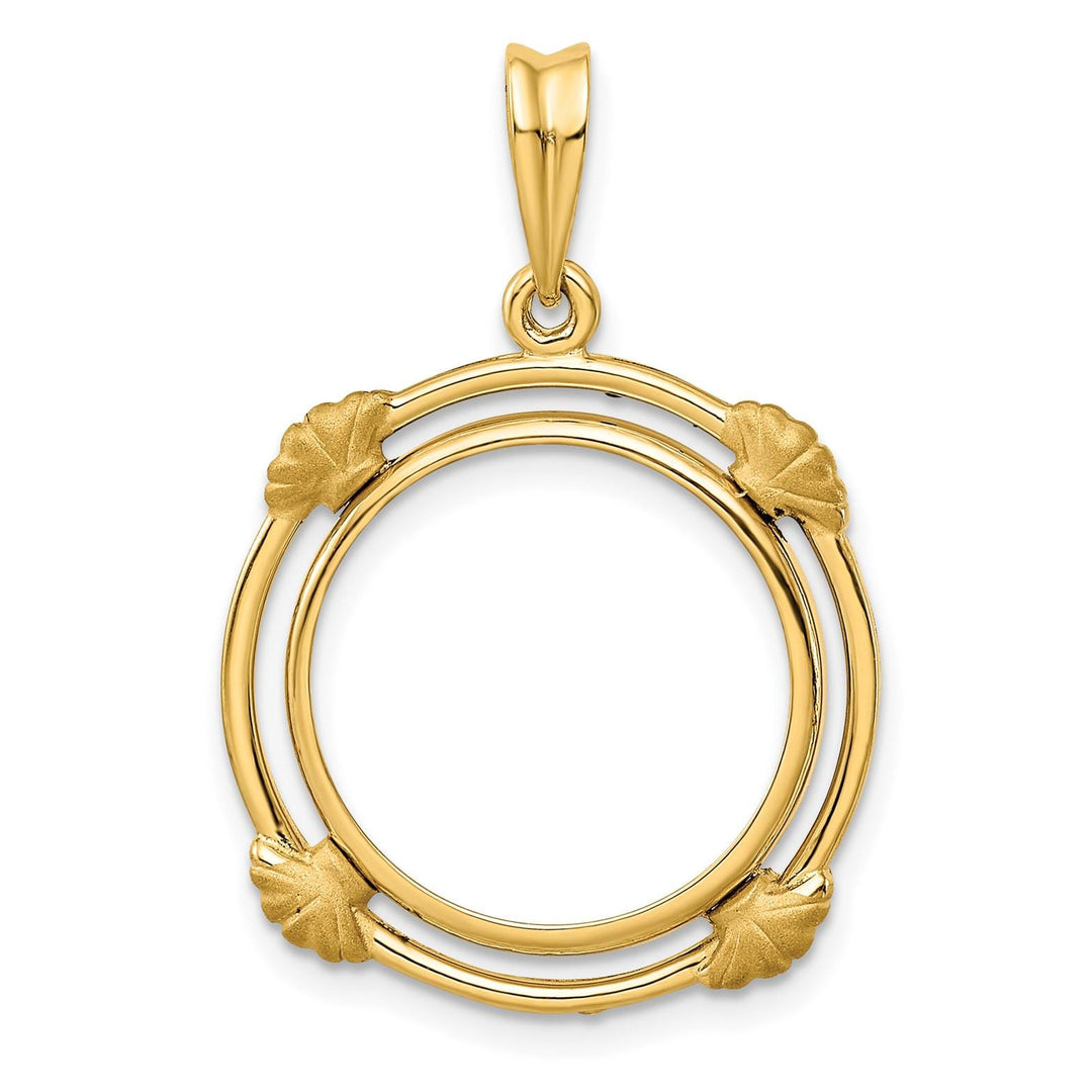 14K Gold Coin Bezel Mounting: Satin Shell Design (14mm, 16.5mm)