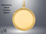 Load image into Gallery viewer, 14K Gold Engravable Disc Charm Pendant with Zig-Zag Border
