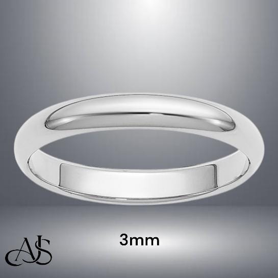 950 Platinum Half Round Wedding Band with Free Engraving