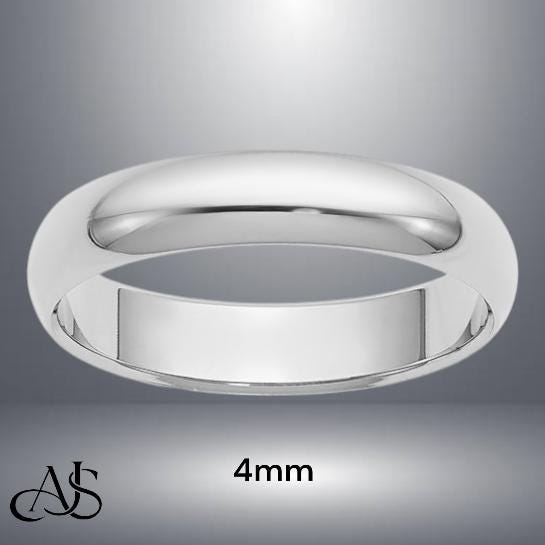 950 Platinum Half Round Wedding Band with Free Engraving