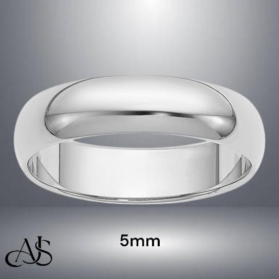 950 Platinum Half Round Wedding Band with Free Engraving