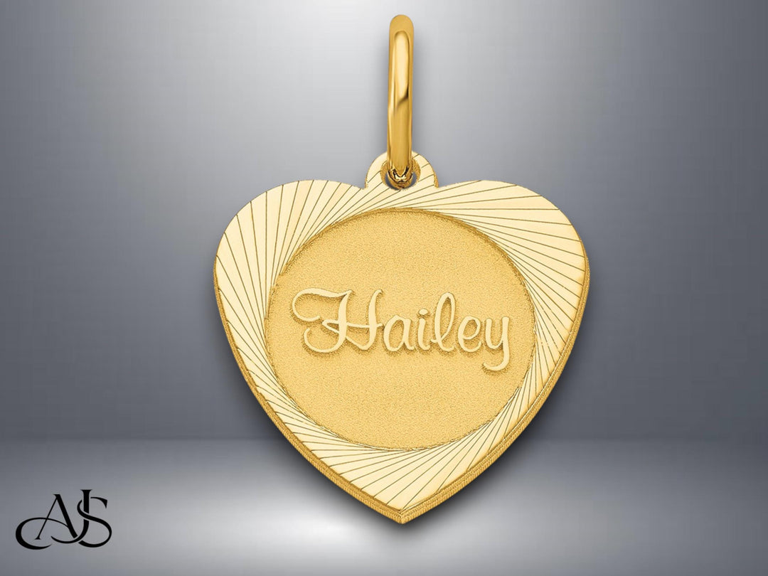 Personalized Heart Pendant: Sterling Silver or Gold Name Charm